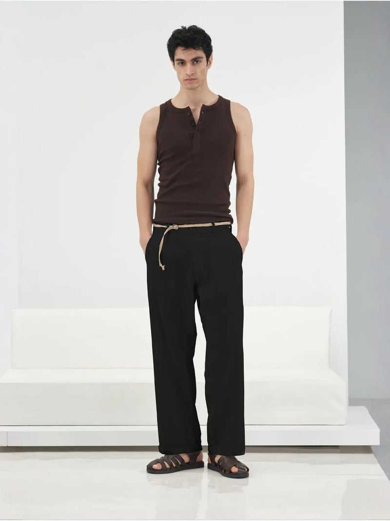Pantalon de costume homme en lin et coton giesto Noir - Kiabi