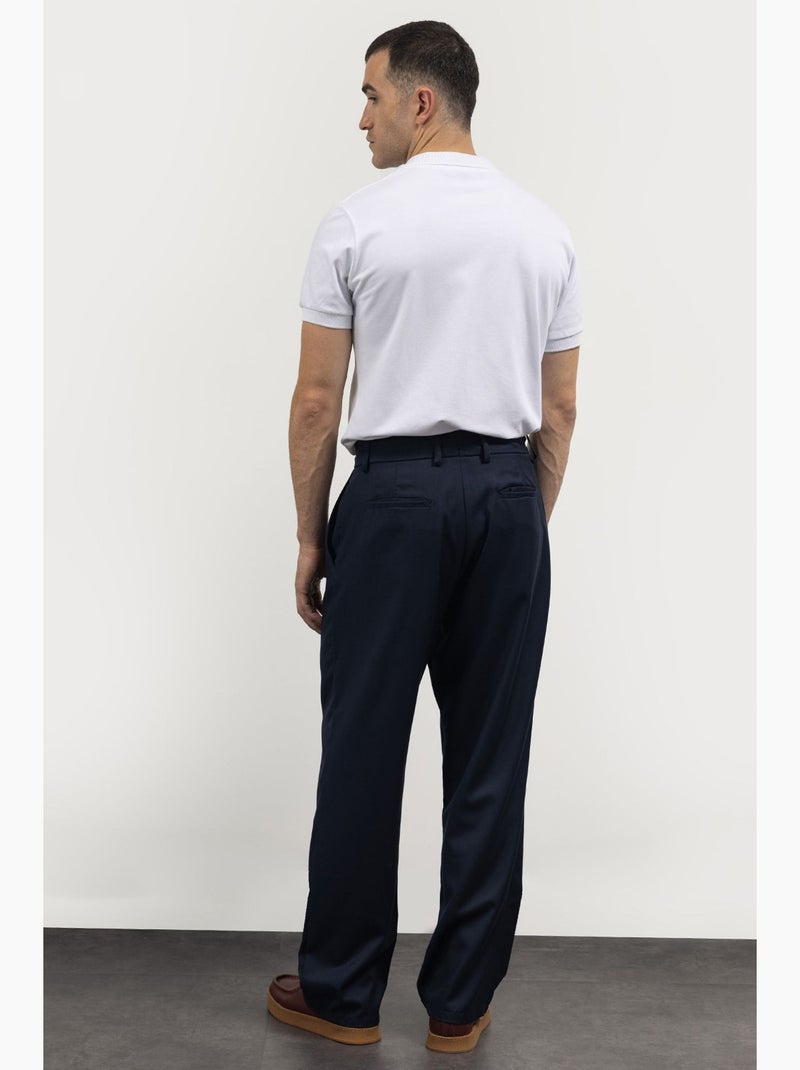 Pantalon de costume homme, taille mi-haute, jambe droite giesto Bleu marine - Kiabi