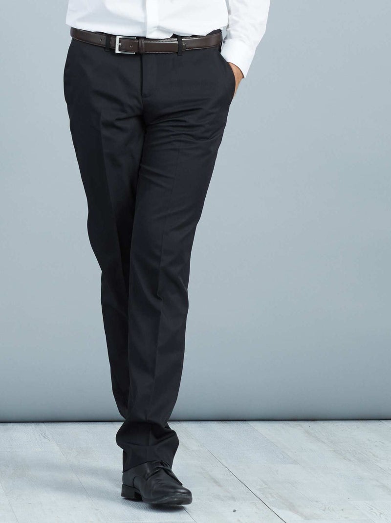 Pantalon de costume regular en twill noir - Kiabi