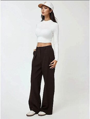 Pantalon de costume taille haute à jambes larges
