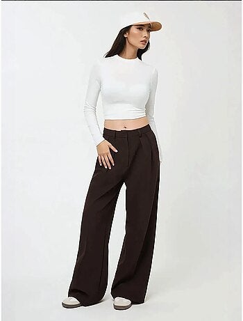 Pantalon de costume taille haute à jambes larges