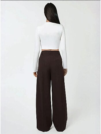 Pantalon de costume taille haute à jambes larges