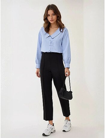 Pantalon de costume taille haute coupe droite de qualité supérieure