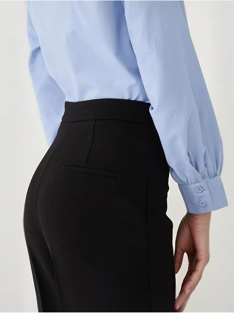 Pantalon de costume taille haute coupe droite de qualité supérieure Noir - Kiabi