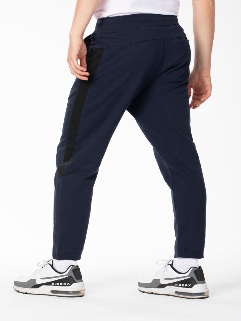 Pantalon de détente coton avec bande sur les côtés ASWIN 'Rica Lewis' Bleu - Kiabi