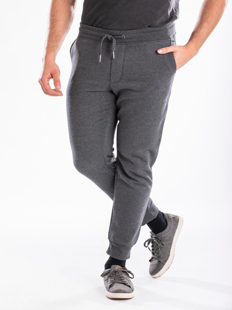 Pantalon de détente élastiqué en molleton gratté KIMEO 'Rica Lewis' Gris - Kiabi