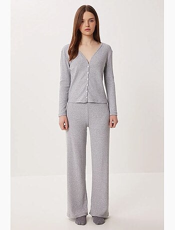 Pantalon de détente en maille à jambe large et taille mi-haute istanbul