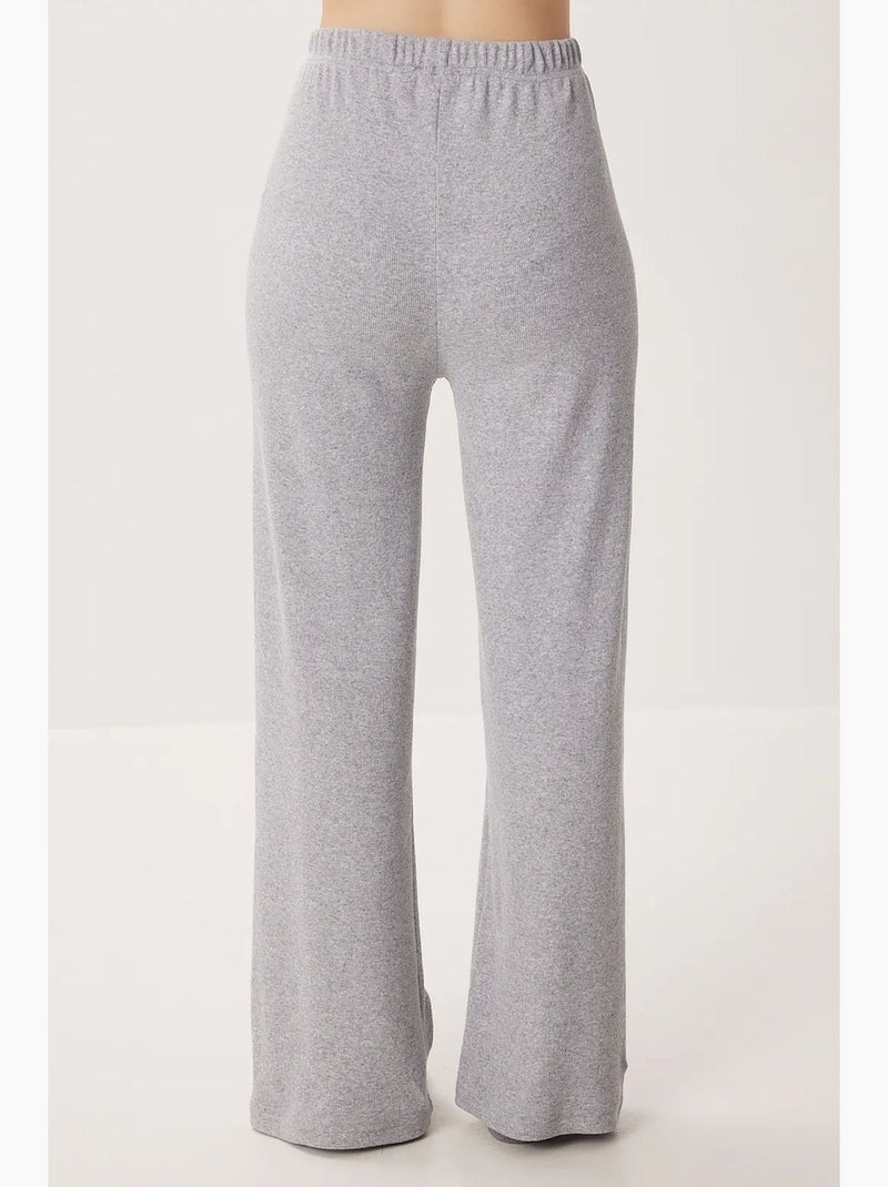 Pantalon de détente en maille à jambe large et taille mi-haute istanbul Gris clair - Kiabi
