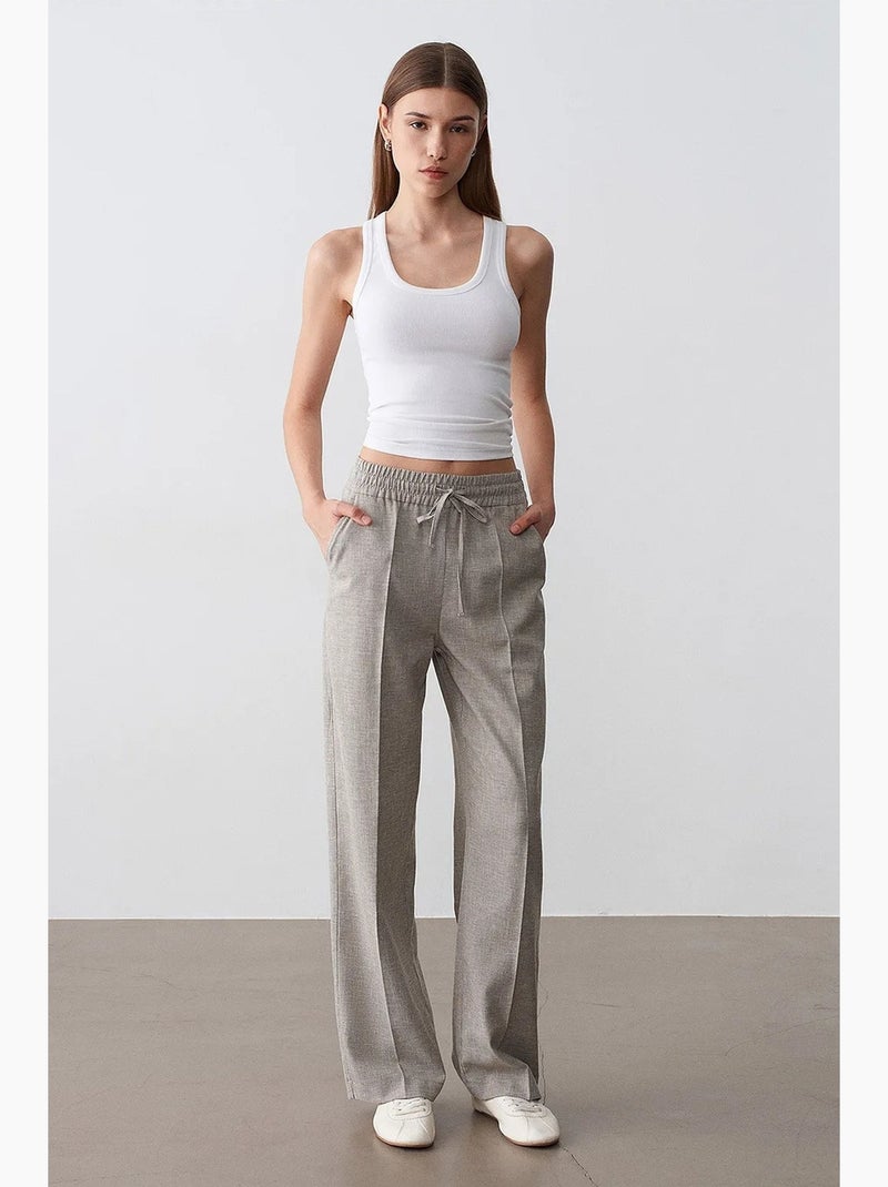 Pantalon de détente large en popeline dilvin Sable - Kiabi