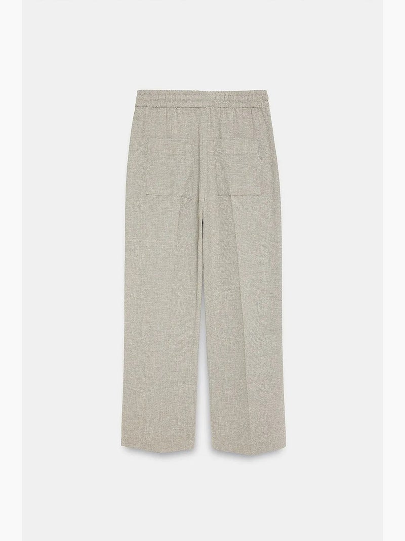 Pantalon de détente large en popeline dilvin Sable - Kiabi