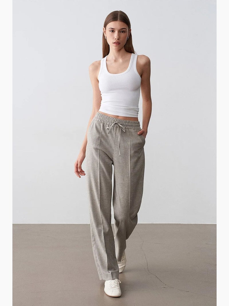 Pantalon de détente large en popeline dilvin Sable - Kiabi