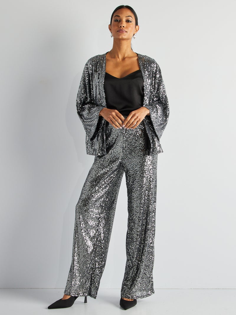 Pantalon de fêtes en sequins Gris - Kiabi