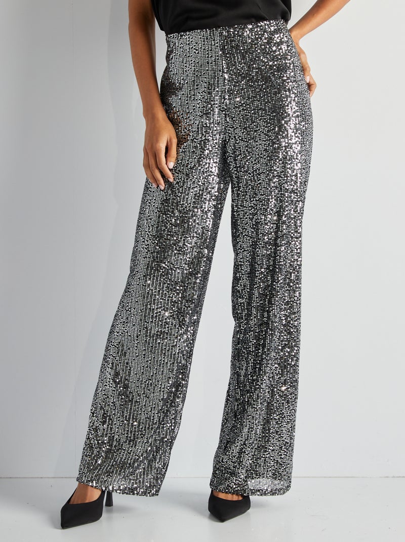 Pantalon de fêtes en sequins Gris - Kiabi