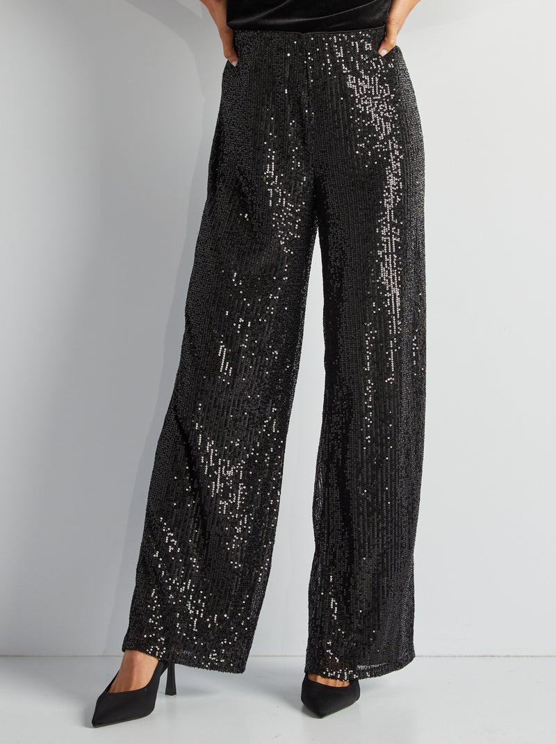 Pantalon de fêtes en sequins Noir - Kiabi