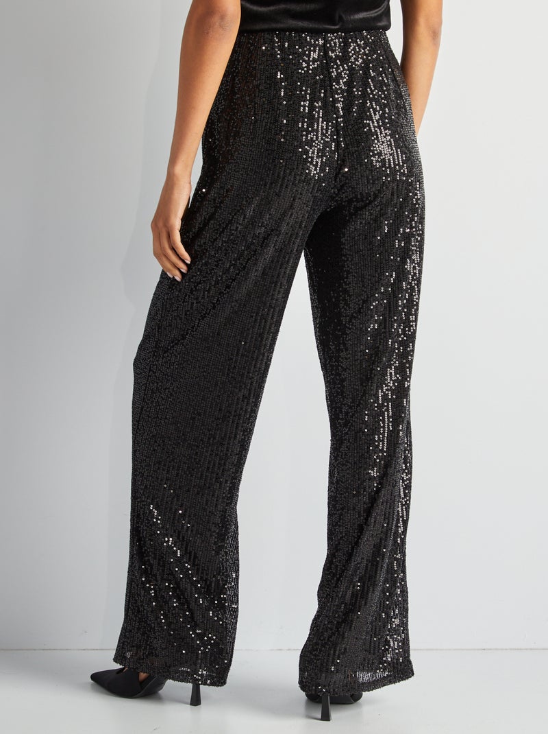 Pantalon de fêtes en sequins Noir - Kiabi
