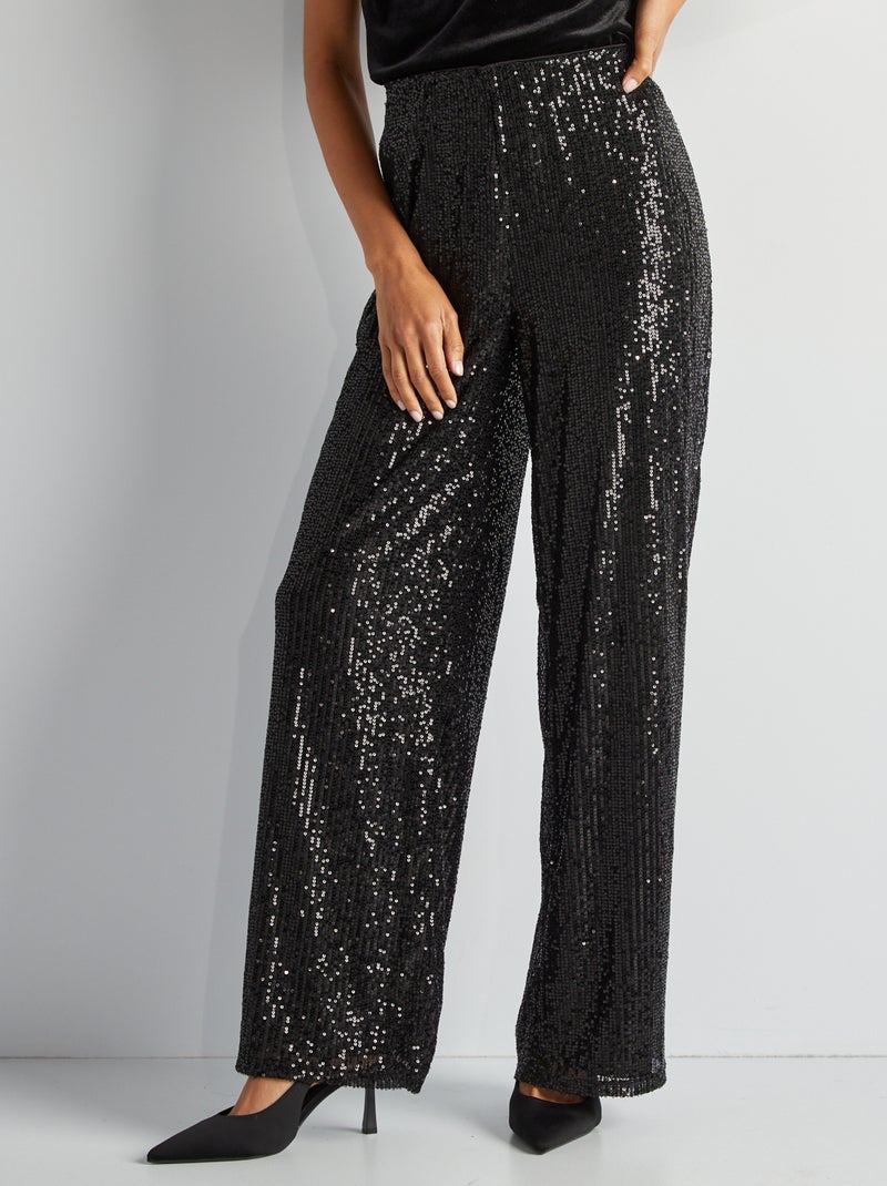 Pantalon de fêtes en sequins Noir - Kiabi