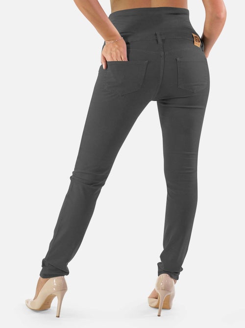 Pantalon de grossesse en coton-Coupe slim-Anthracite - Kiabi