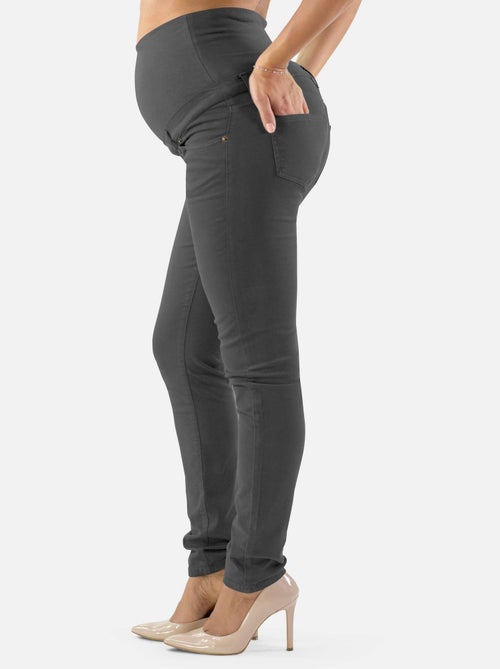 Pantalon de grossesse en coton-Coupe slim-Anthracite - Kiabi