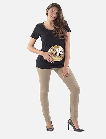 Legging de maternité d'hiver rembourré en coton - Noir