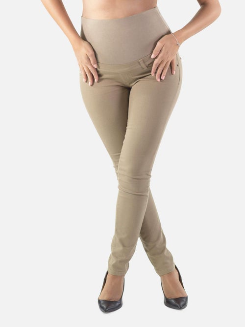Pantalon de grossesse en coton-Coupe slim-Beige - Kiabi