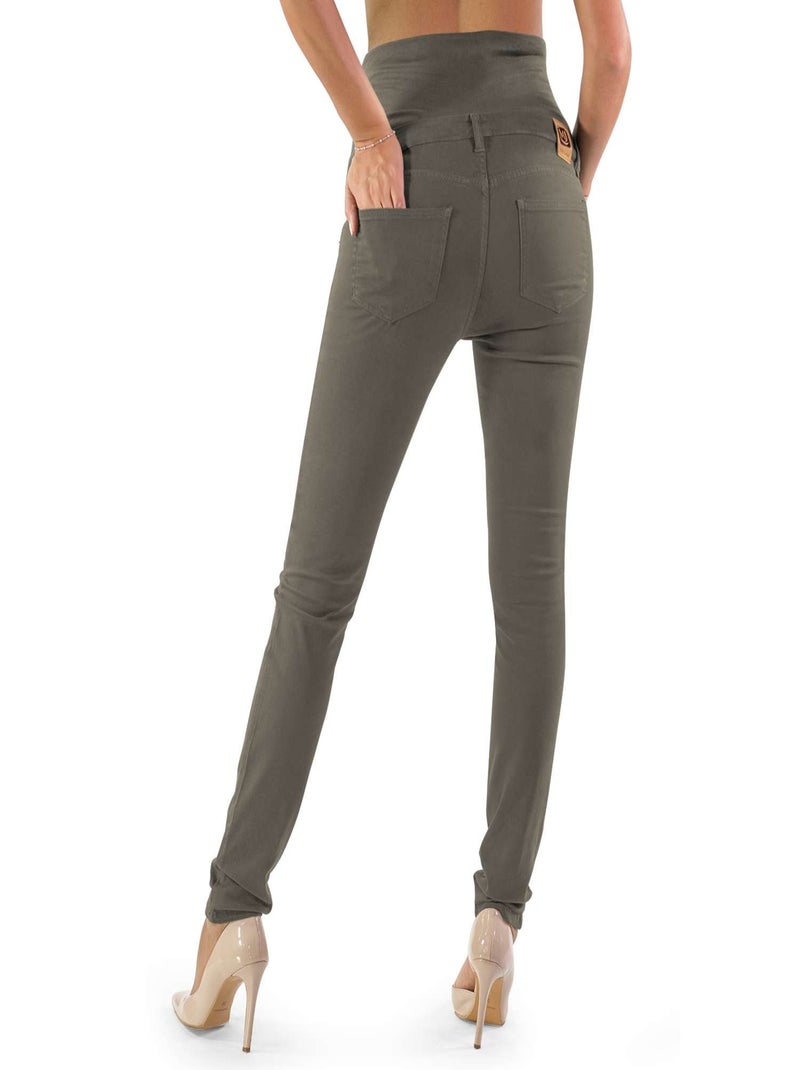 Pantalon de grossesse en coton égyptien - Coupe slim Taupe - Kiabi