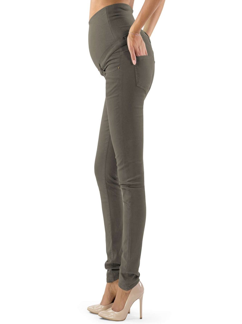 Pantalon de grossesse en coton égyptien - Coupe slim Taupe - Kiabi