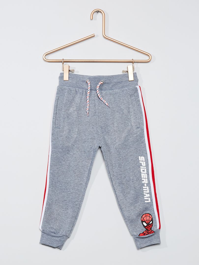 Pantalon de jogging à bandes gris chiné - Kiabi