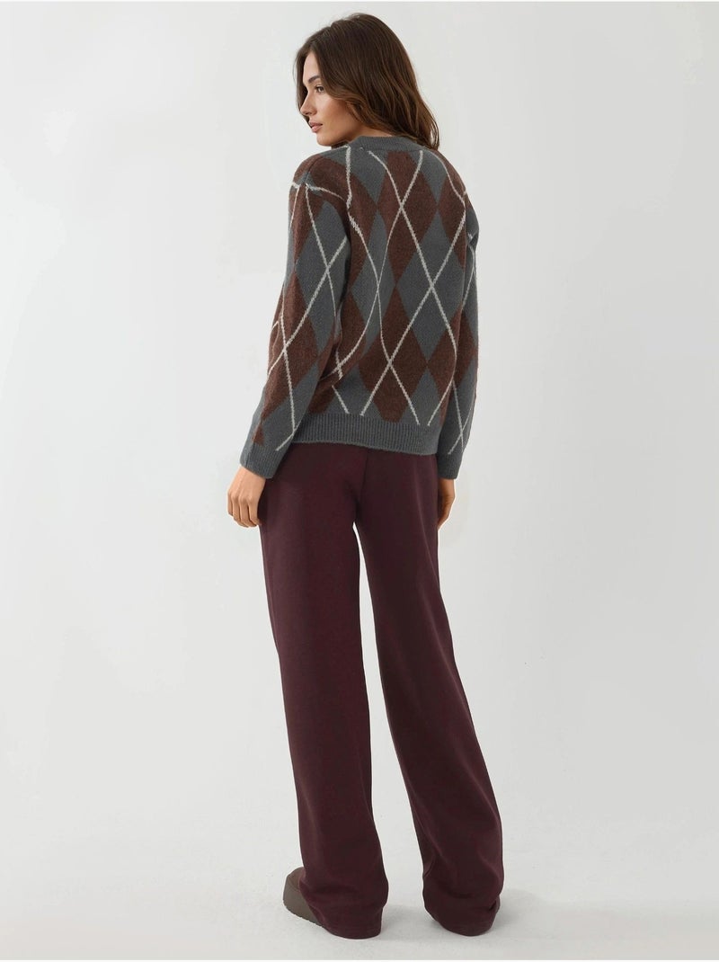 Pantalon de jogging à capuche et jambe large hiccup Rouge bordeaux - Kiabi