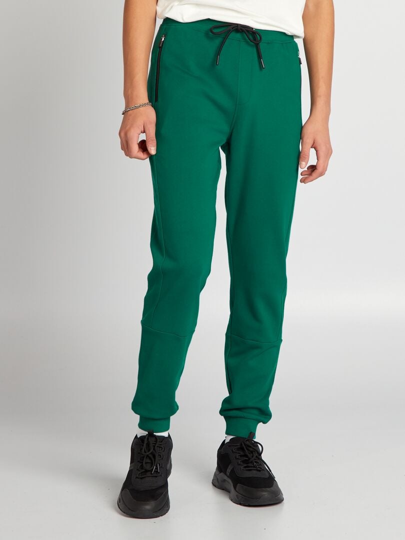 Pantalon de jogging à détails contrastés Vert - Kiabi