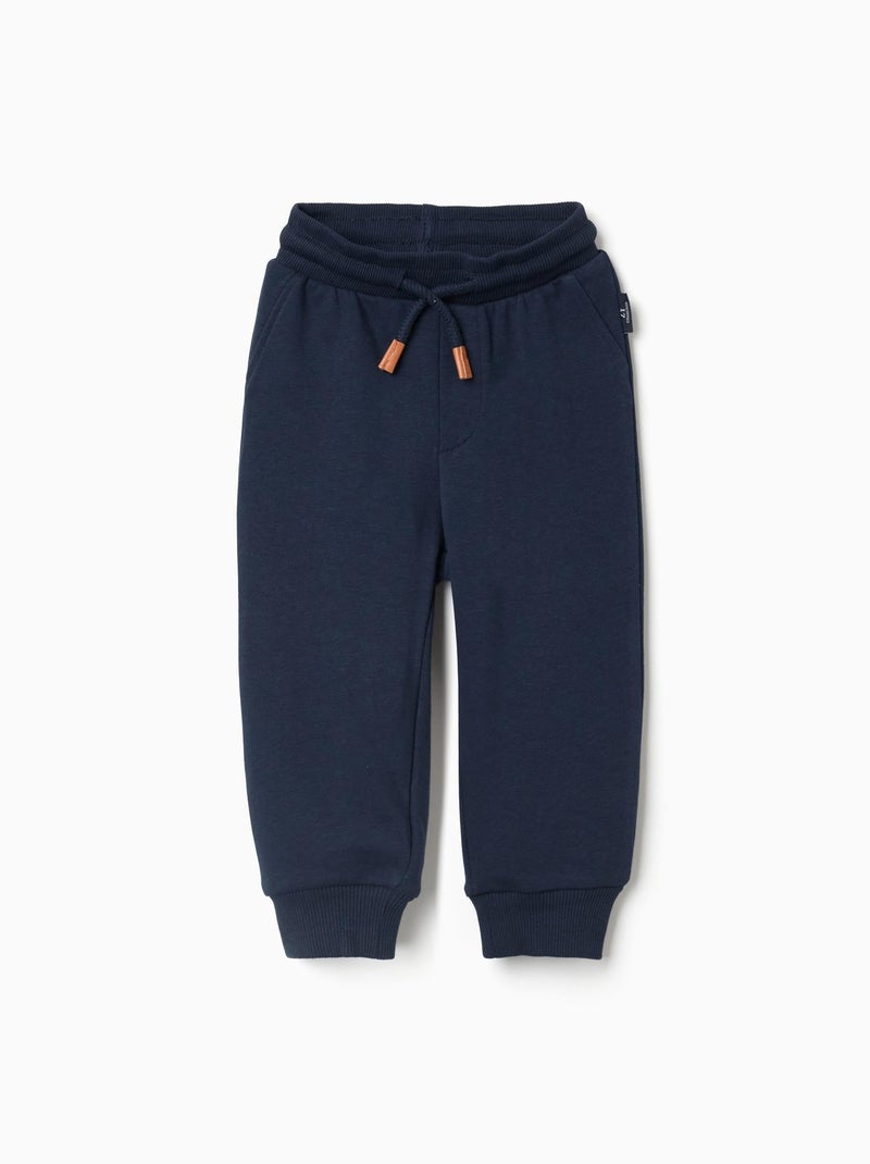 Pantalon de Jogging à Extrémités Côtelées Bleu foncé - Kiabi