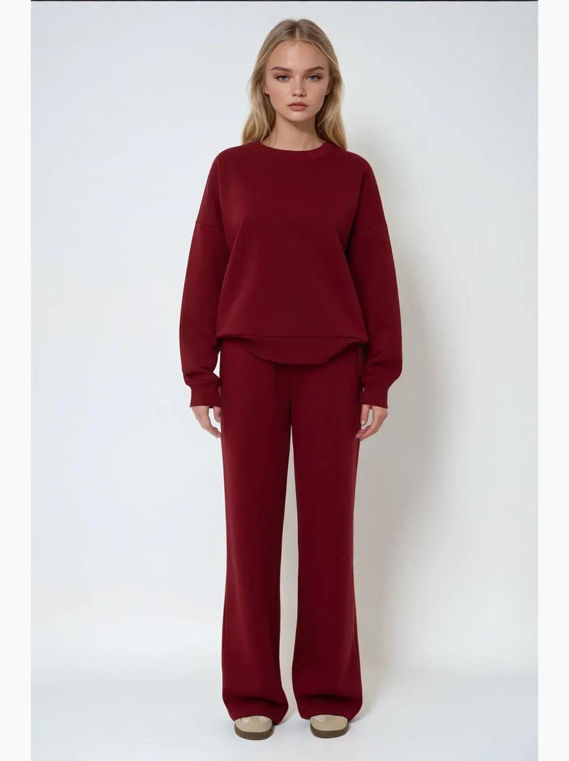 Pantalon de jogging à jambes larges avec cordon de serrage à la taille hiccup Rouge bordeaux - Kiabi