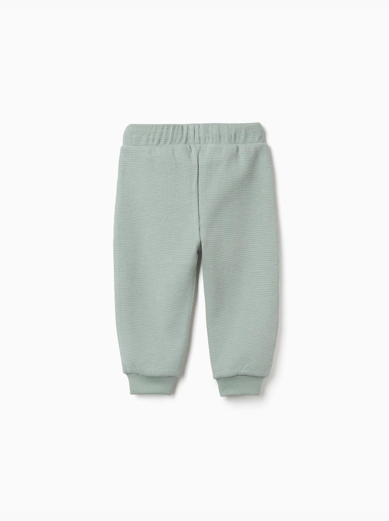 Pantalon de jogging à texture gaufrée avec cordon de serrage Vert - Kiabi