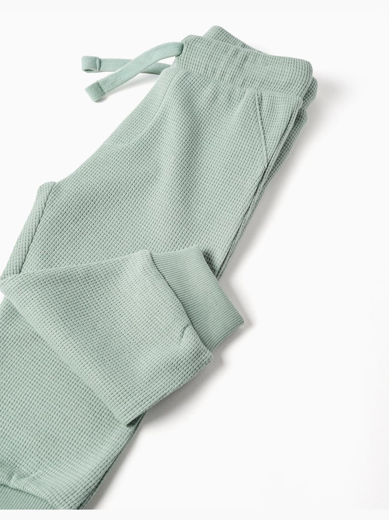 Pantalon de jogging à texture gaufrée avec cordon de serrage Vert - Kiabi