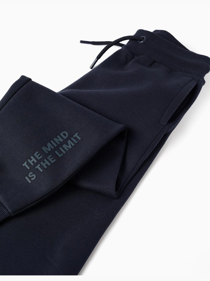 Pantalon de jogging ajusté en coton peigné avec imprimé Bleu foncé - Kiabi