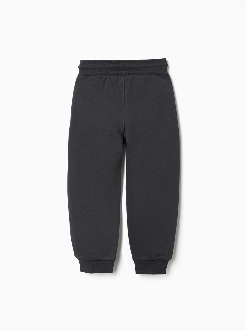 Pantalon de jogging ajusté en coton peigné avec imprimé Gris foncé - Kiabi