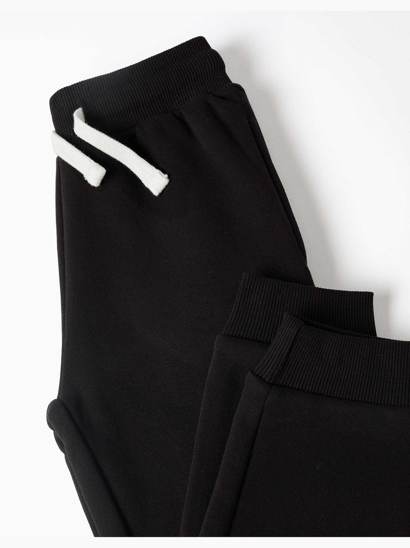 Pantalon de jogging ajusté en molleton avec cordon de serrage Noir Noir - Kiabi