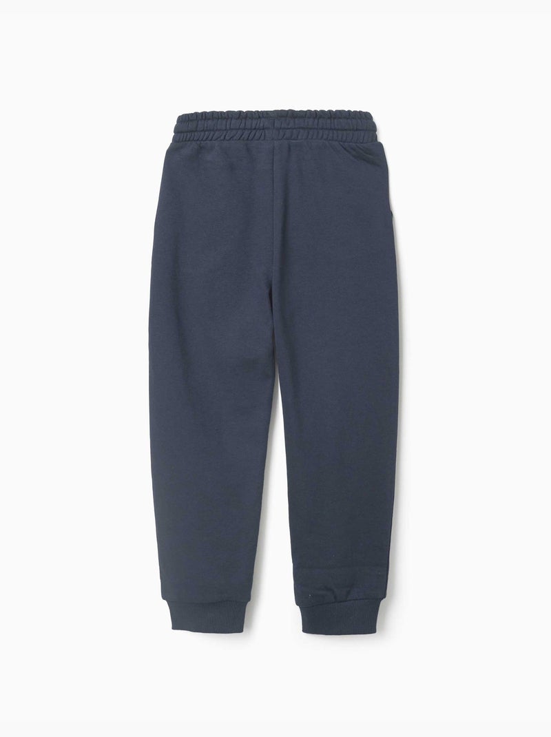 Pantalon de jogging ajusté en molleton avec poches et imprimé zy Bleu foncé - Kiabi