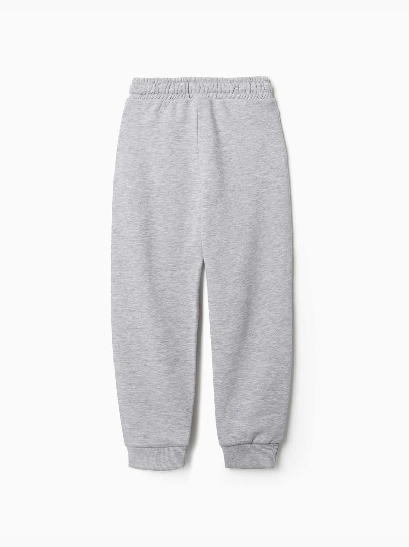 Pantalon de jogging ajusté en molleton avec poches et imprimé zy Gris clair - Kiabi