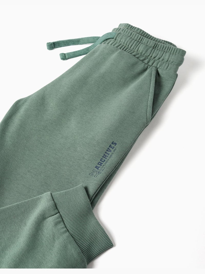 Pantalon de jogging ajusté en molleton avec poches et imprimé zy Vert foncé - Kiabi