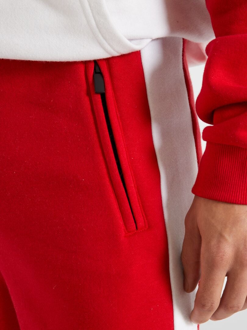 Pantalon de jogging avec bandes contrastantes Rouge - Kiabi