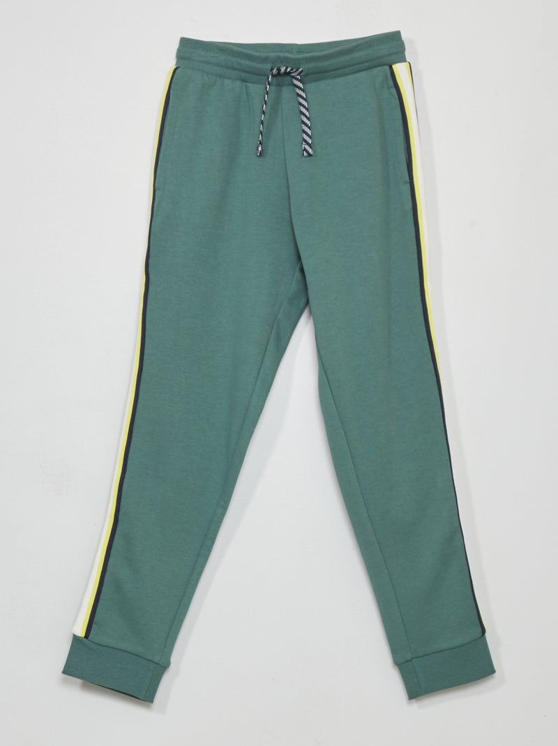 Pantalon de jogging avec bandes contrastantes vert de gris - Kiabi