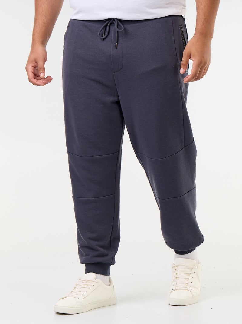 Pantalon de jogging avec bas resserré et poches zippées Bleu - Kiabi