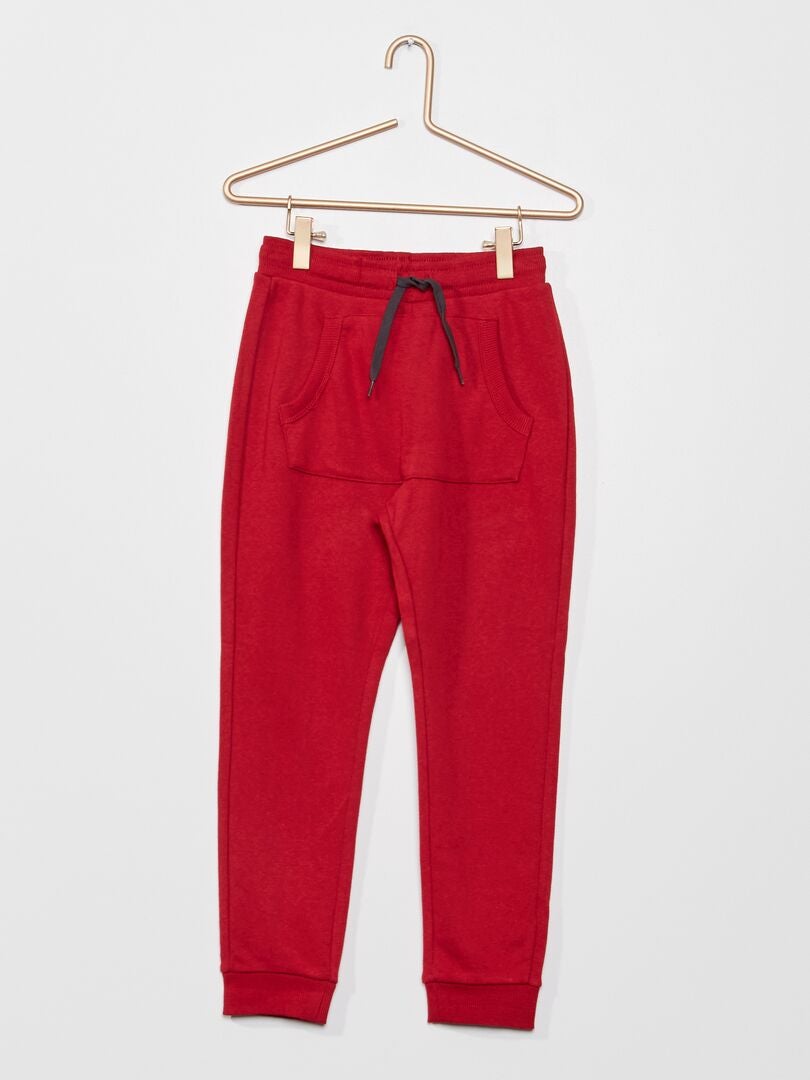 Pantalon de jogging avec poche kangourou rouge bordeaux - Kiabi
