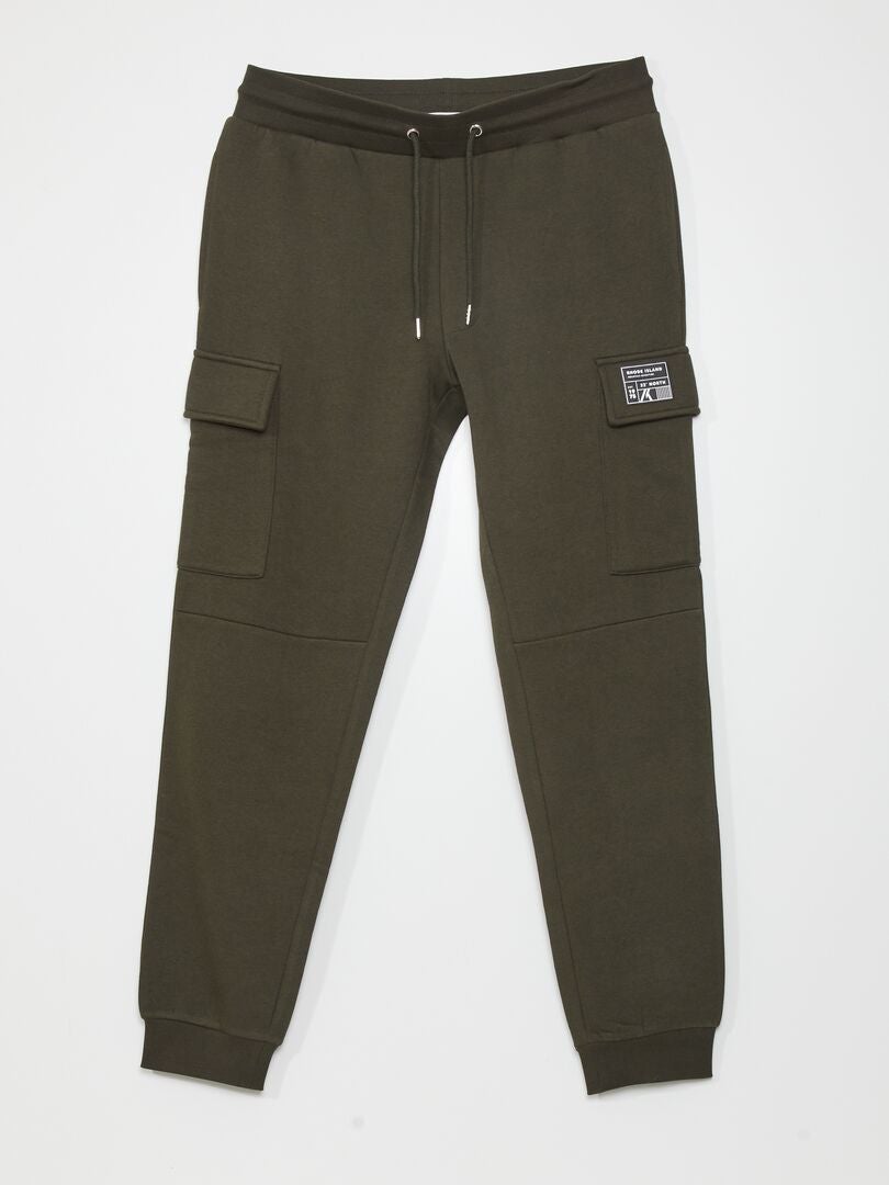 Pantalon de jogging avec poches à rabat Kaki - Kiabi