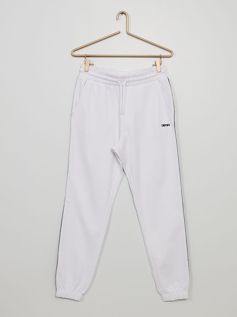 Pantalon de jogging bande imprimée blanc - Kiabi