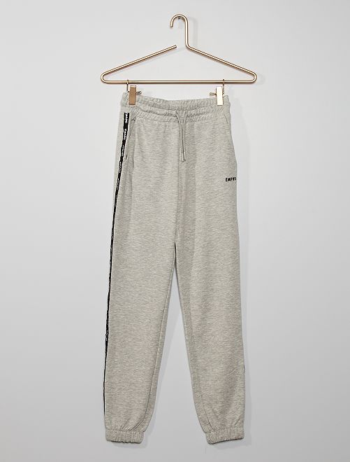 Pantalon de jogging bande imprimée                                                                                         gris chiné 
