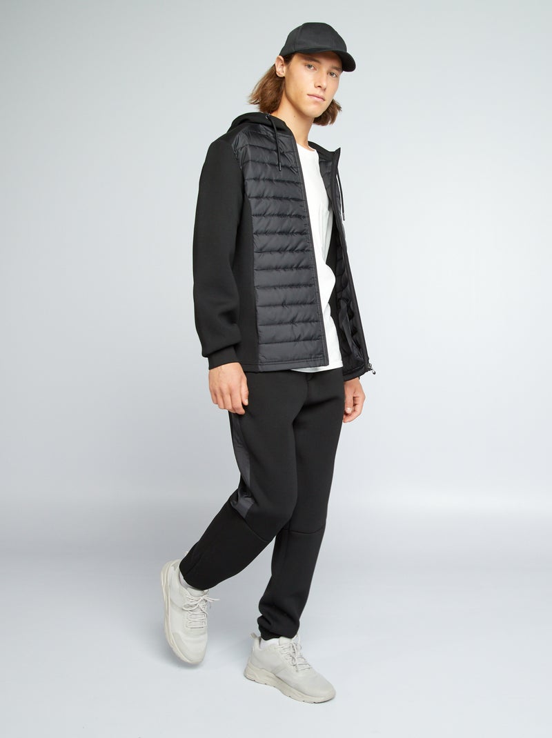 Pantalon de jogging bi-matière Noir - Kiabi