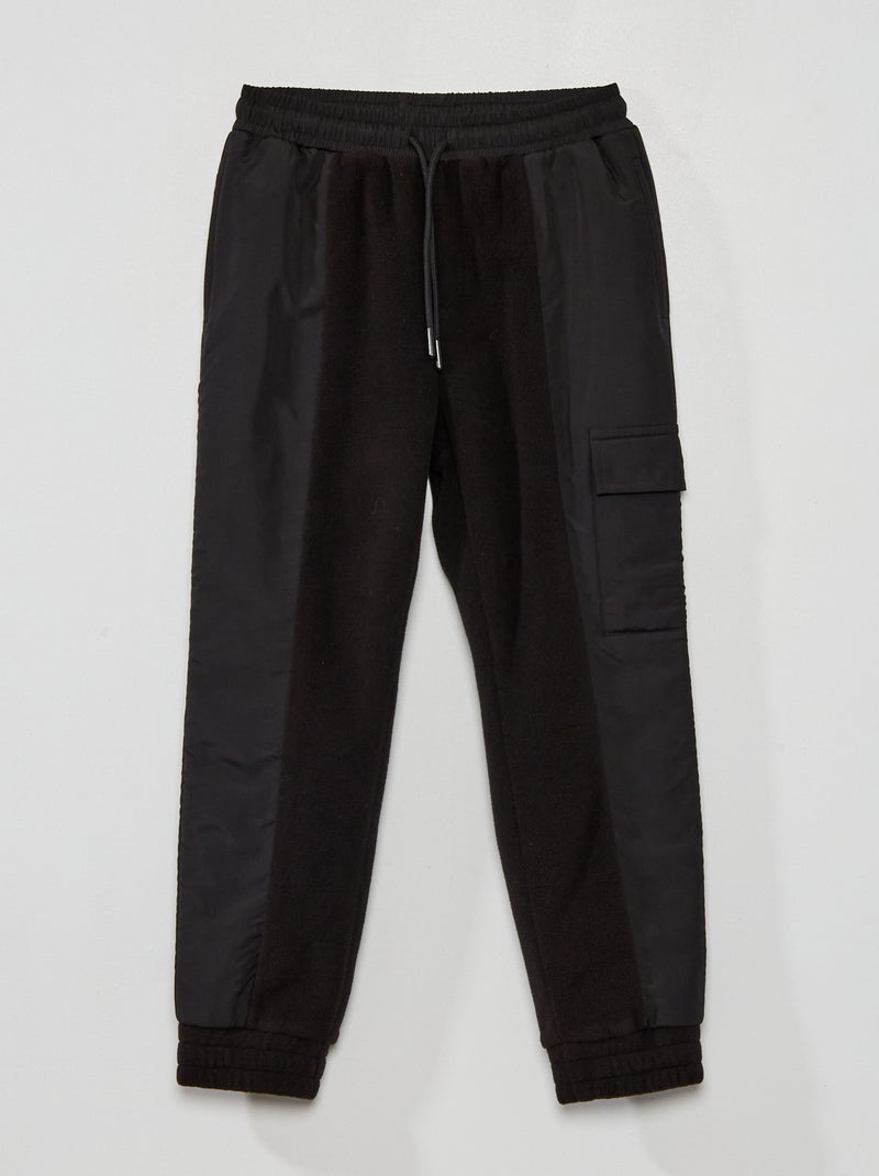 Pantalon de jogging bi-matière noir - Kiabi