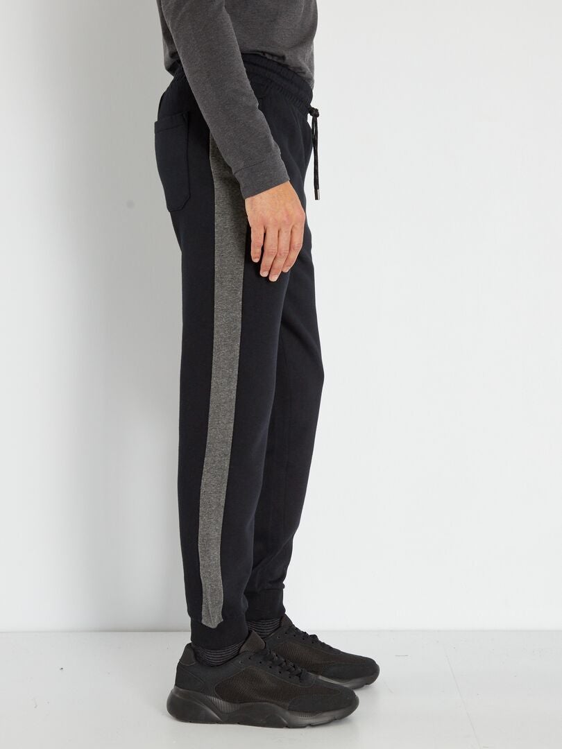 Pantalon de jogging bicolore noir - Kiabi