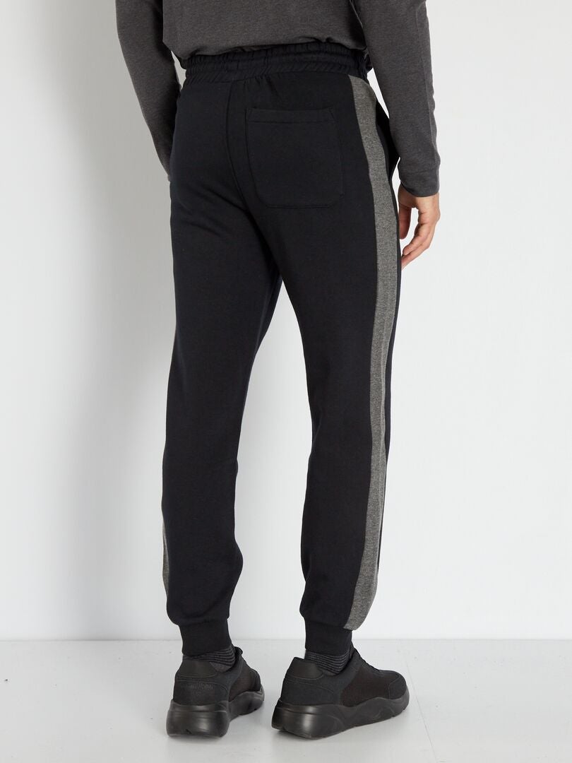 Pantalon de jogging bicolore noir - Kiabi